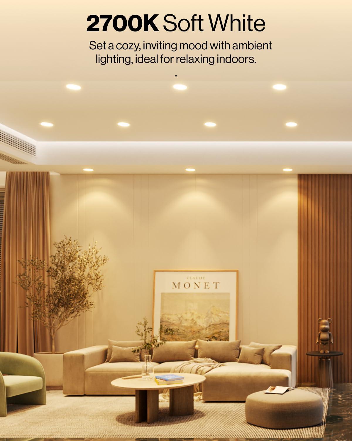 Sunco Lighting Sunco 12 Pack Retrofit LED Recessed Lighting 6 Inch, 2700K Soft White, Dimmable Can Lights, Smooth Trim, 13W=75W, 965 LM, Damp Rated - UL Listed