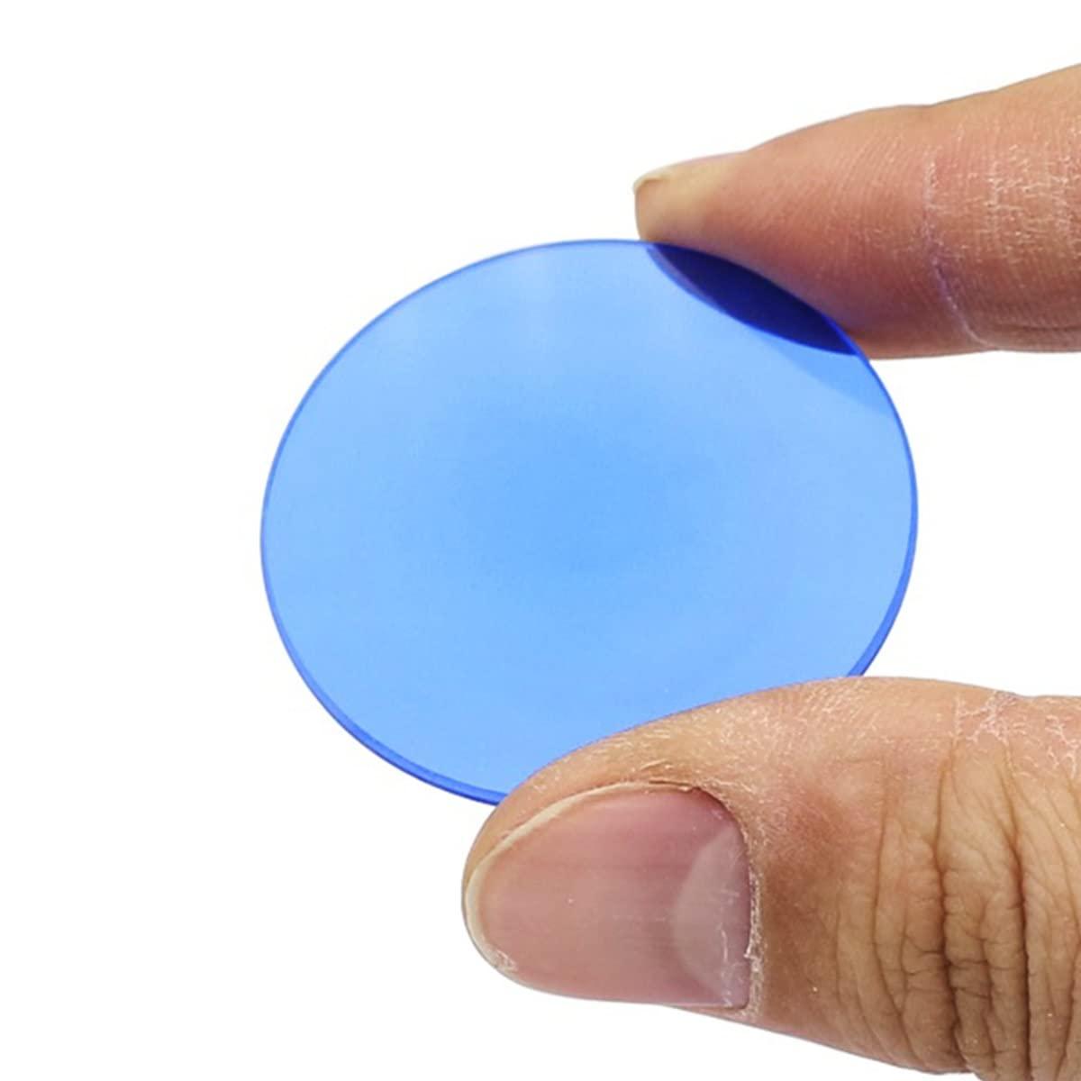 JUIYU Microscope Optical Color Filter Diameter 32mm Transparent Green Blue Yellow Frosted White Yellow Optical Glass for Biological Microscope (Color : Blue)