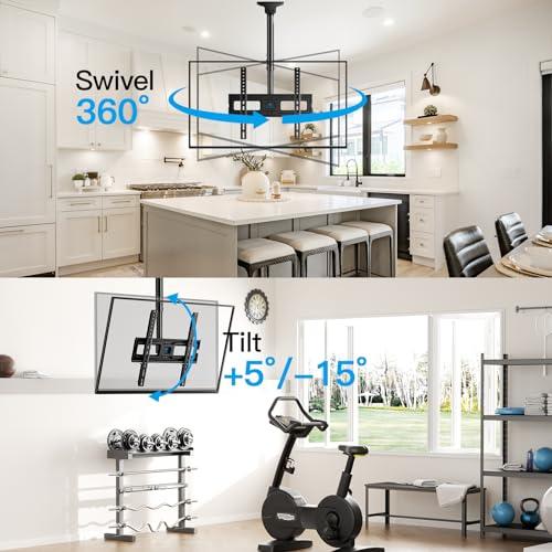 PERLESMITH PERLESMITH Ceiling TV Mount for 26-65 inch Flat Screen Displays, Hanging Adjustable Ceiling TV Bracket Fits Most LCD LED OLED 4K TVs, Pole Ceiling Mount Holds up to 110lbs, Max VESA 400x400mm, PSCM2