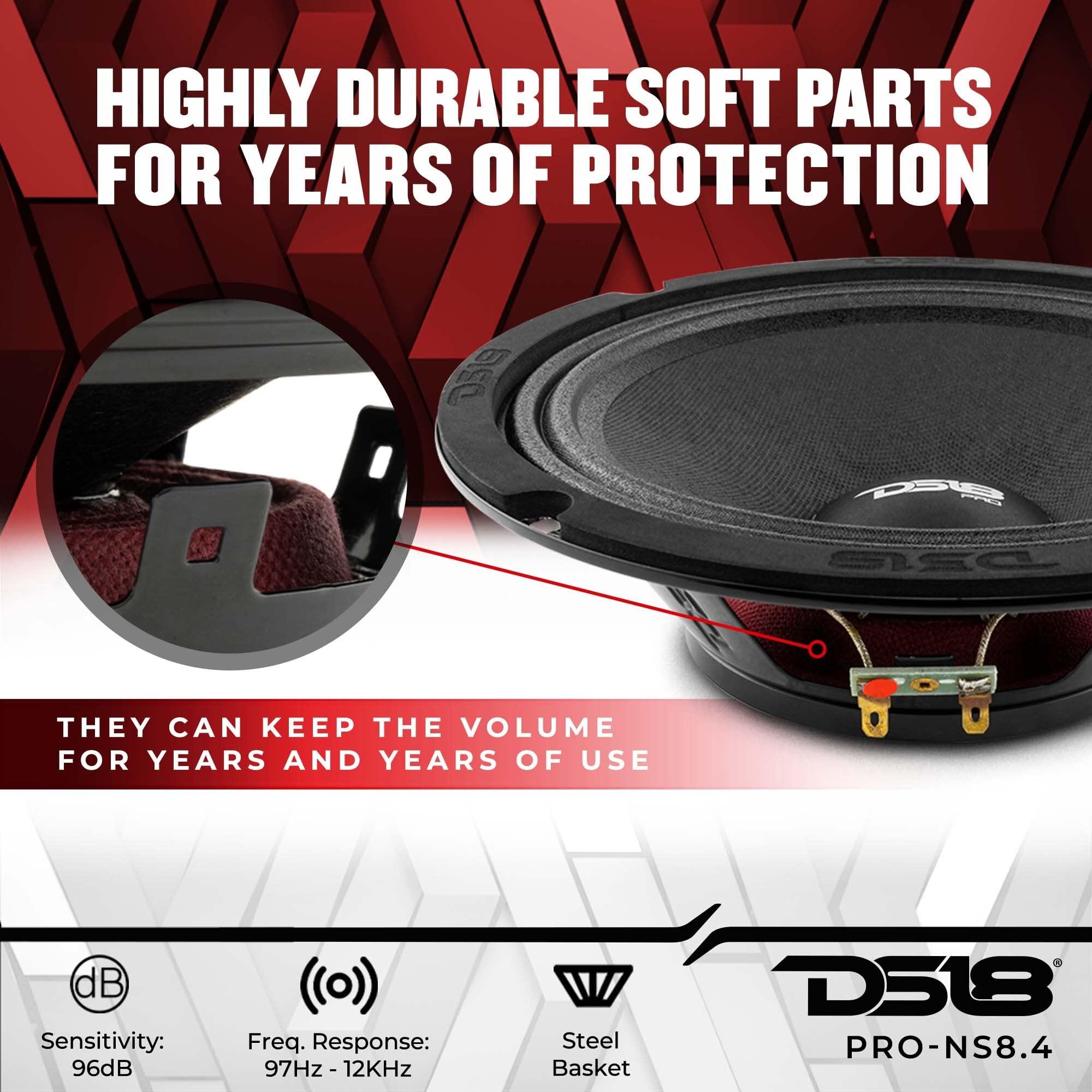 DS18 DS18 PRO-NS6 6.5" Shallow Loudspeaker Car Audio - Midrange, 300W Max, 150W RMS, 8 Ohms, Slim Neodymium Speaker Magnet - Elegant Neodymium Midrange 6.5 Inch Loudspeaker Available (1 Speaker)