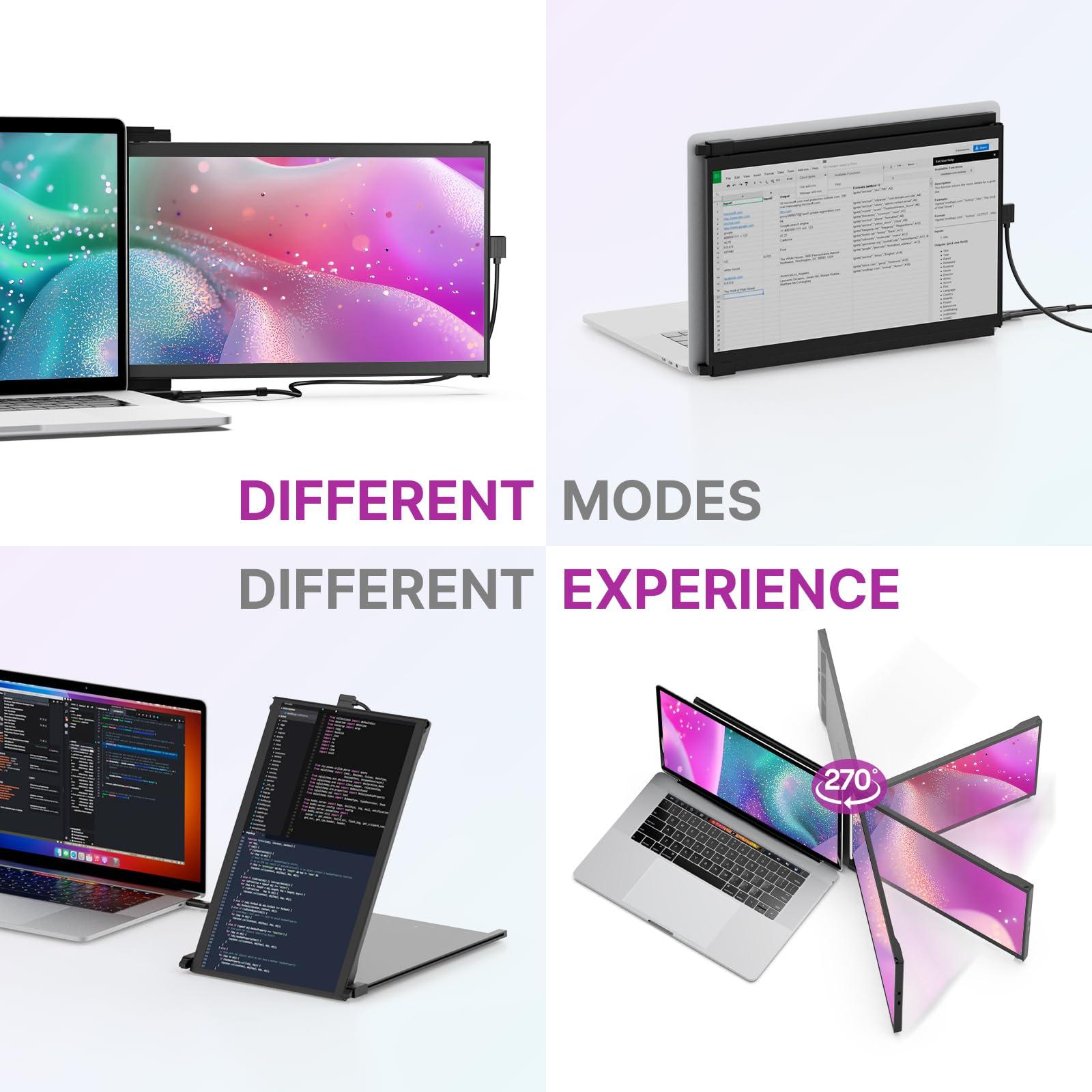 Duex New Mobile Pixels Duex Lite Portable Monitor for Laptops(2025 Upgraded), 12.5" Full HD IPS Laptop Screen Extender, USB C/HDMI Powered Plug and Play, Windows/Mac/Android/Switch Compatible (Misty Lilac)