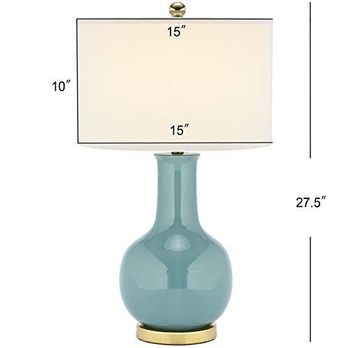 Safavieh SAFAVIEH Lighting Collection Paris Modern Light Blue Ceramic 28-inch Bedroom Living Room Home Office Desk Nightstand Table Lamp (LED Bulb Included)