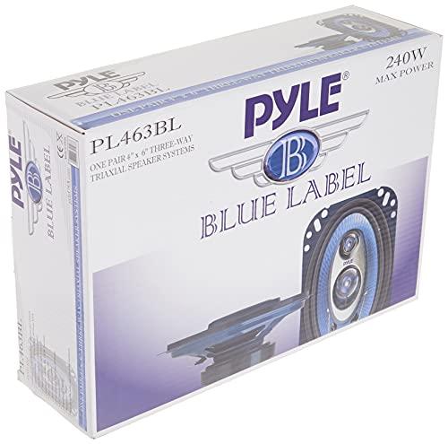 Pyle Pyle 4'' x 6'' Three Way Sound Speaker System - Pro Mid Range Triaxial Loud Audio 240 Watt per Pair w/ 4 Ohm Impedance and 3/4'' Piezo Tweeter for Car Component Stereo PL463BL