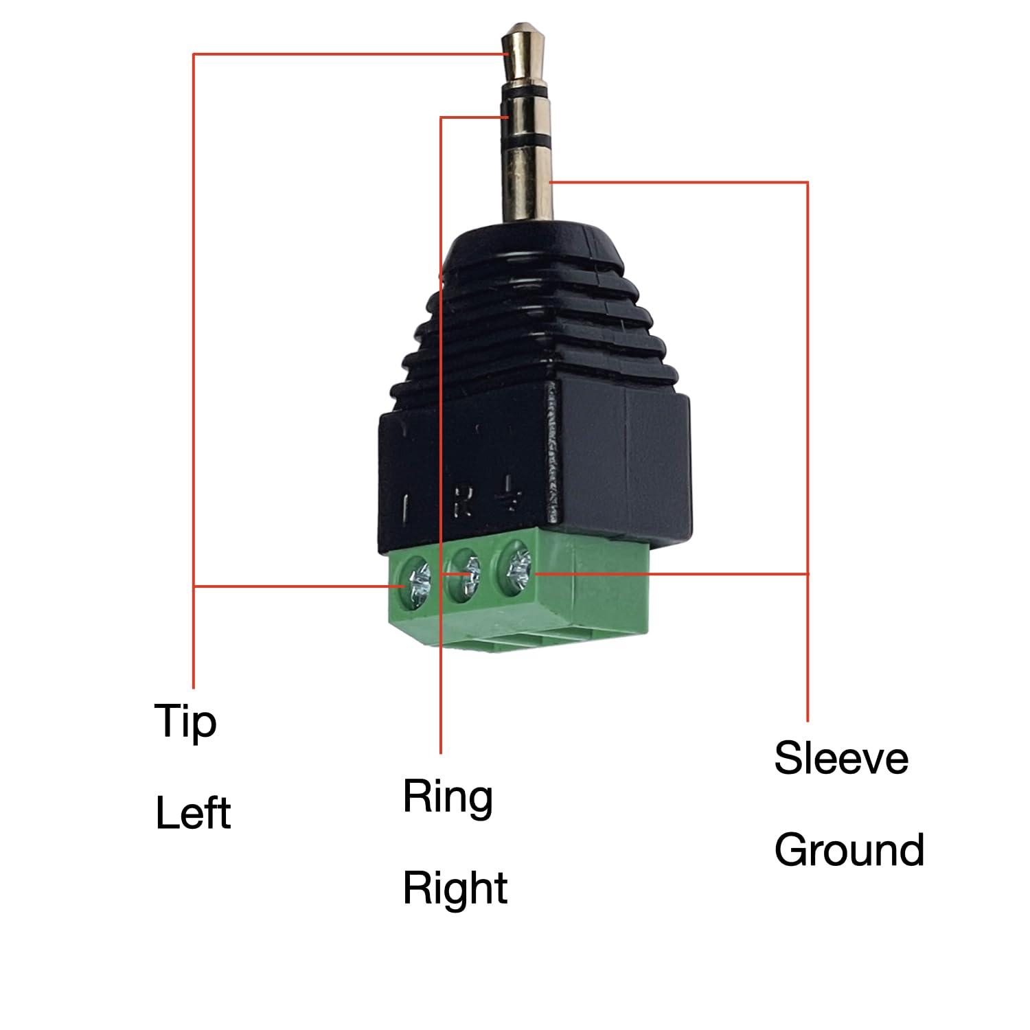 CESS 3.5mm Stereo TRS Male Plug to AV Screw Audio Terminal, Solder-Free, Quick Screw Connection for DIY, Test, Measurement, Surveillance, and Engineering, 10 Pack