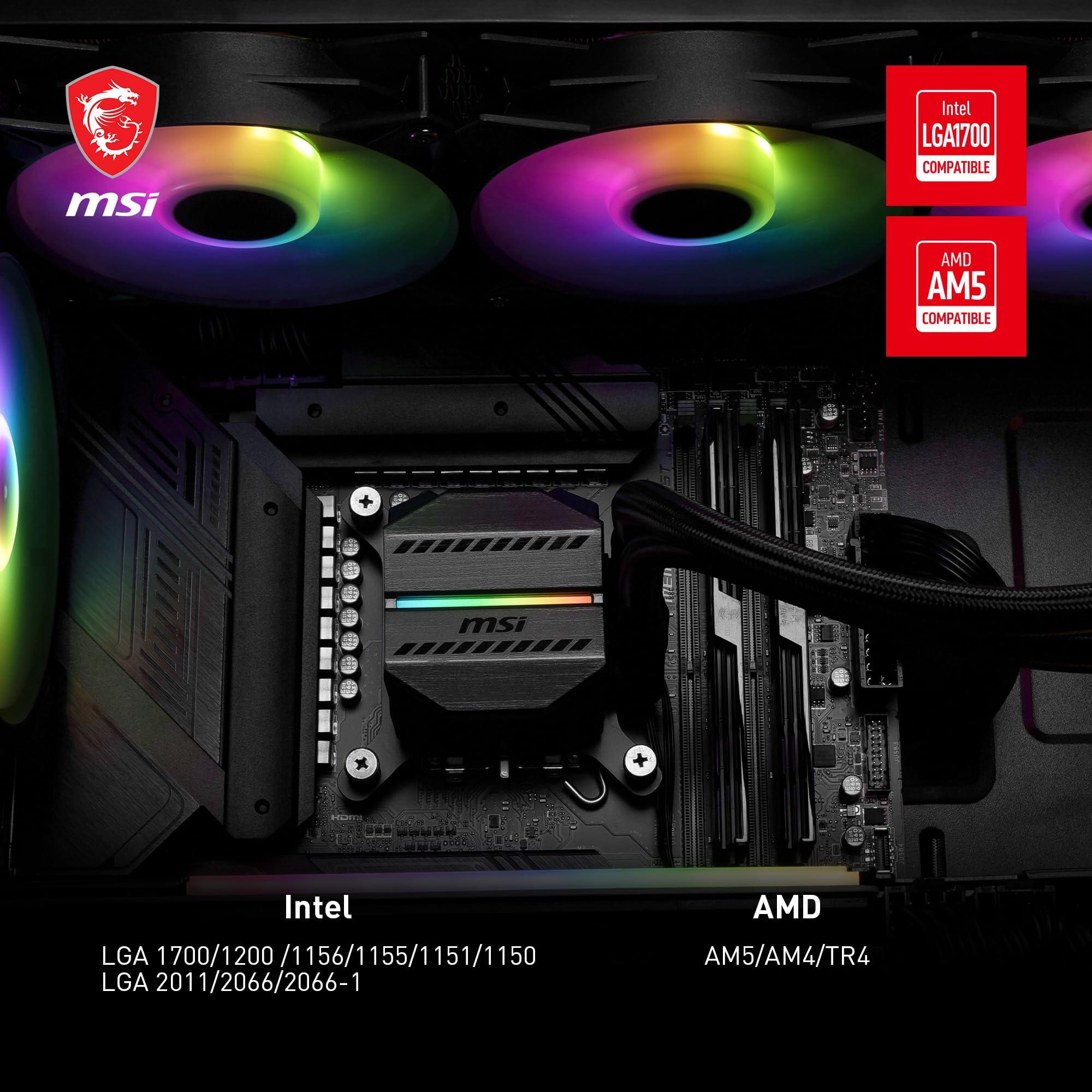 MSI MSI MAG CORELIQUID M360 AIO CPU Liquid Cooler - 12 Way Split-Flow Water Cooling, Evaporation-Proof Tubing, It Supports mainsteam Socket Like AM5 and 1700