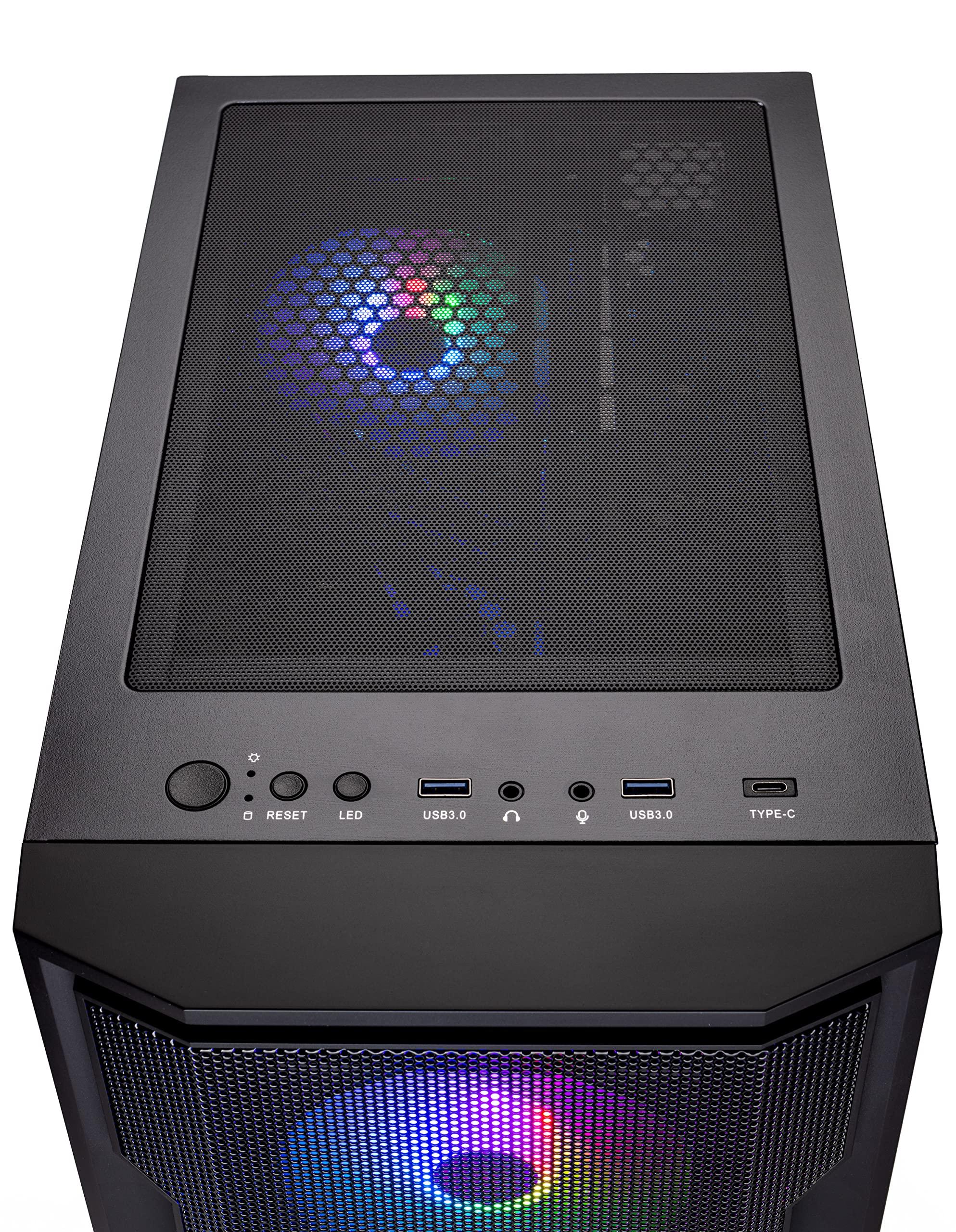 Skytech Gaming Skytech Gaming Shadow Gaming PC Desktop AMD Ryzen 7 5700X 3.4 GHz, NVIDIA RTX 4060, 1TB NVME SSD, 16GB DDR4 RAM 3200, 600W Gold PSU, 11AC Wi-Fi, Windows 11 Home 64-bit,Black