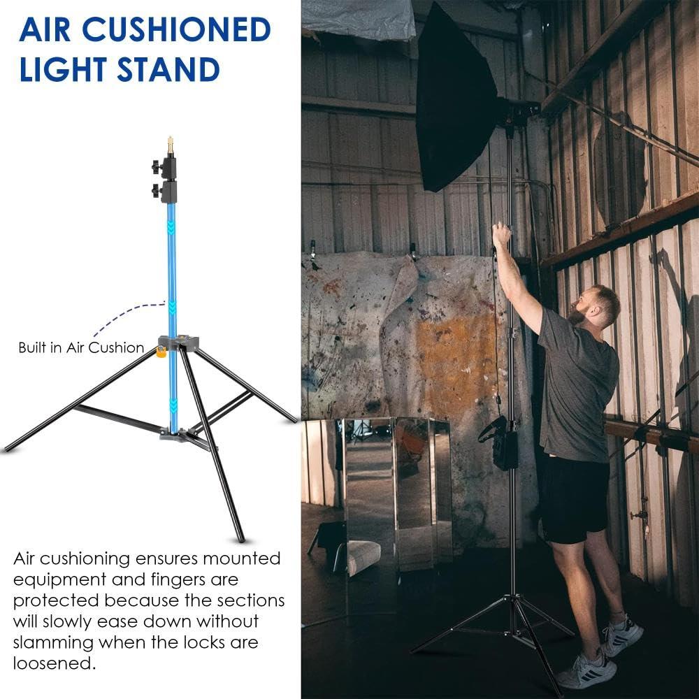 Impact Impact Link Interlocking Air-Cushioned Light Stand (7.9') - Heavy Duty 3-Section Light Stand for Photography, 8.8 lb Capacity, 5/8" Baby Pin, 3/8"-16 Thread for Studio Lighting, LED, Ring Lights