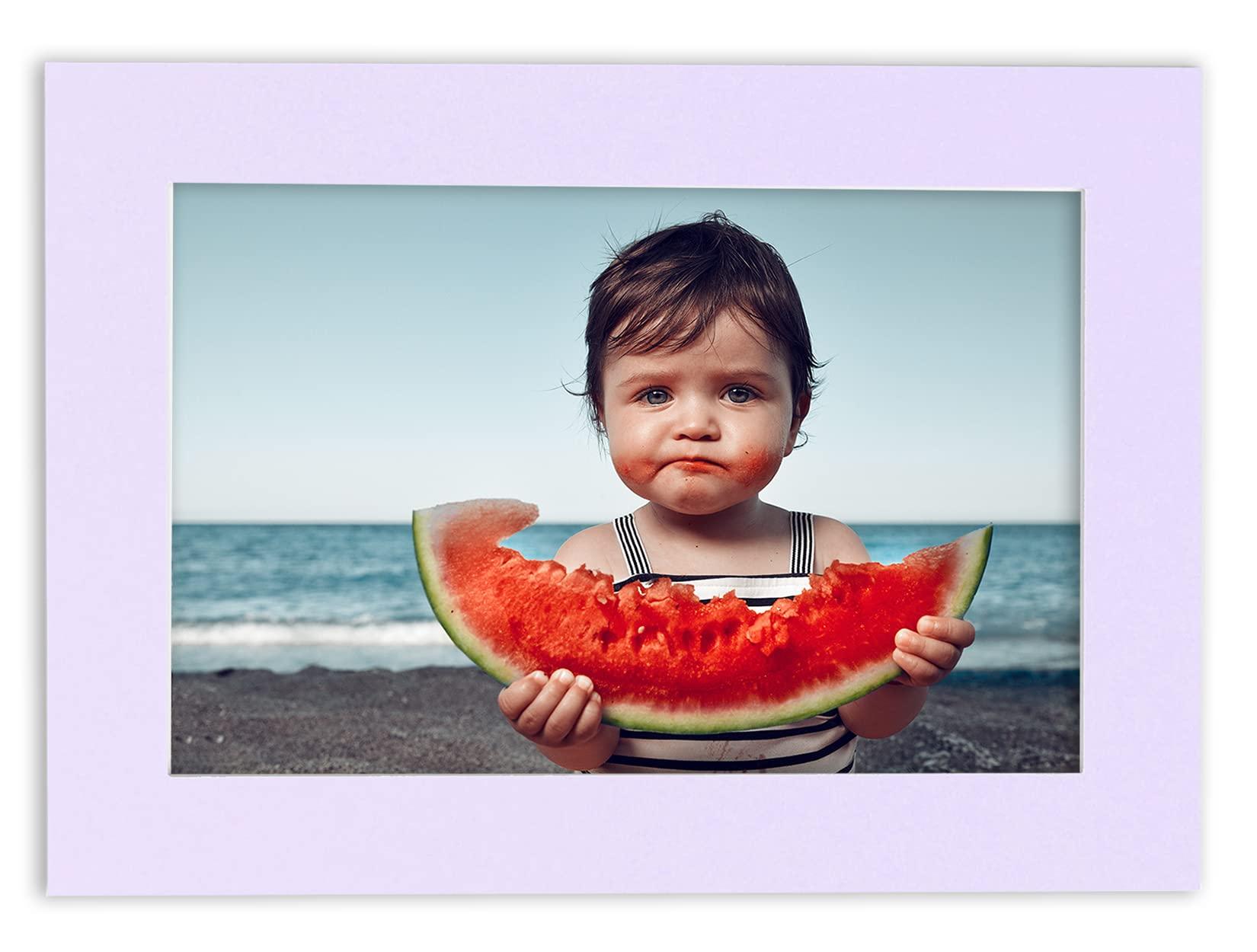 Poster Palooza 32x32 Mat Bevel Cut for 27x30 Photos - Acid Free Light Purple Precut Matboard With Backing Board and Crystal Clear, Self Seal Photo Mat Bag - For Pictures, Photos, Framing - 4-ply Thickness