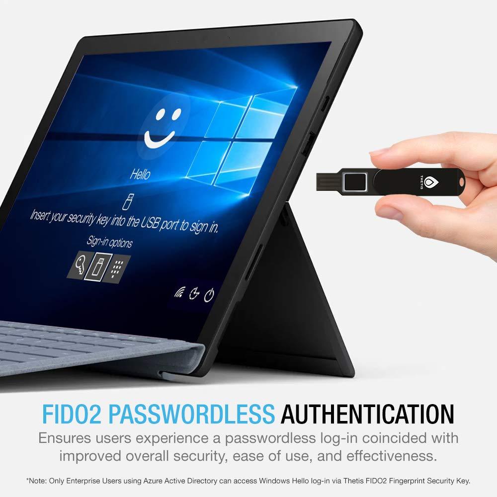 Thetis Thetis FIDO2 Security Key Fingerprint USB A, Two Factor Authenticator, Multi-Layered Protection HOTP / U2F Compatible Windows, MacOS, Gmail, Linux for Office Business - Black