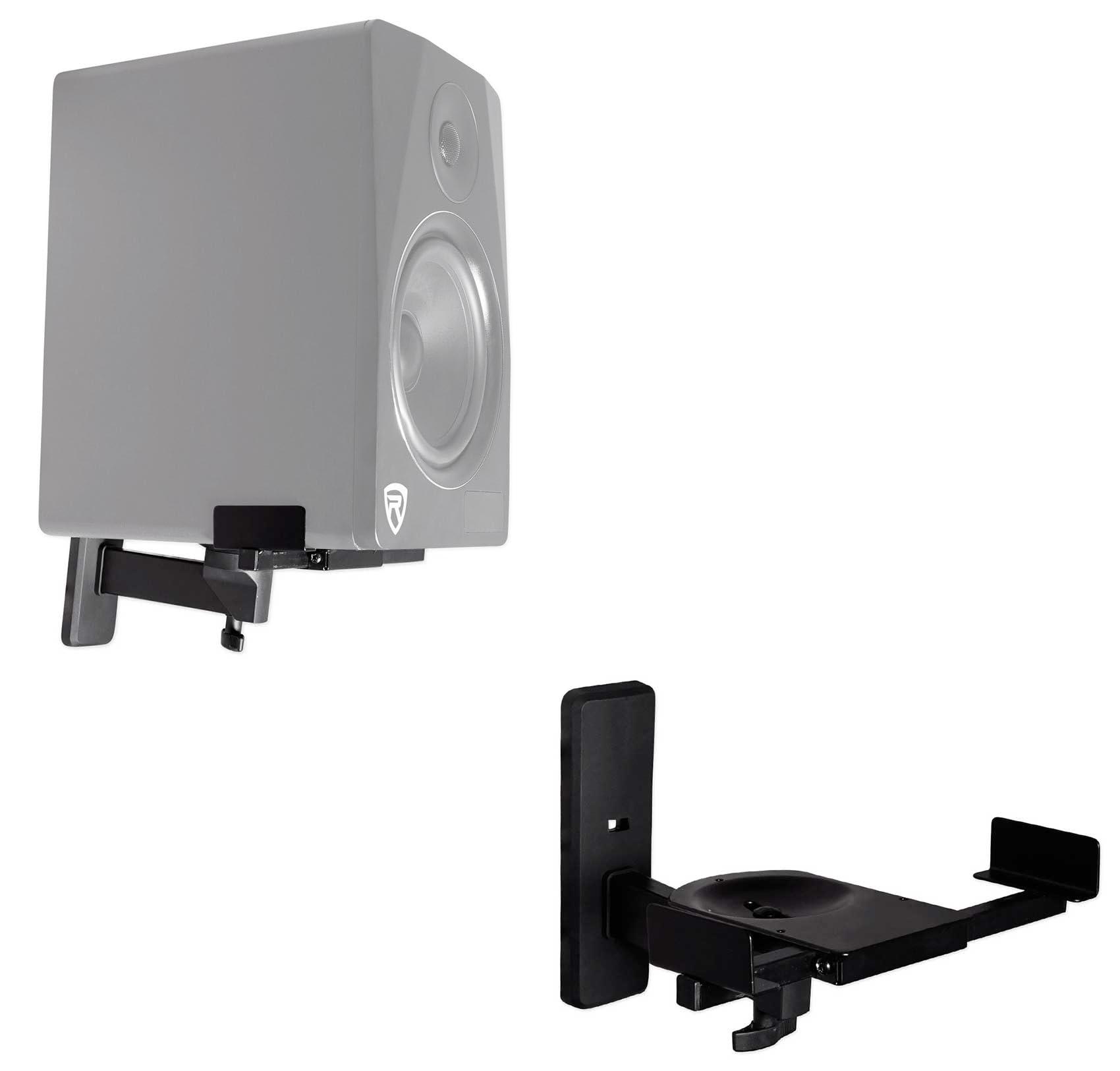 Rockville Pair Rockville RHSB8 Wall Mount Swivel Speaker Brackets For Home Theater Bookshelf or Studio Monitors, Black