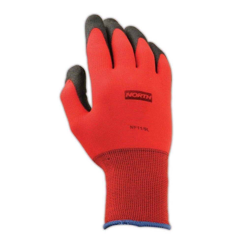 Honeywell Ademco Honeywell North by Honeywell NF11/6XS NorthFlex Red NF11 Foamed PVC Palm Coated Gloves, Medium Weight/Standard, Size 6, Black/Red (Pack of 12)