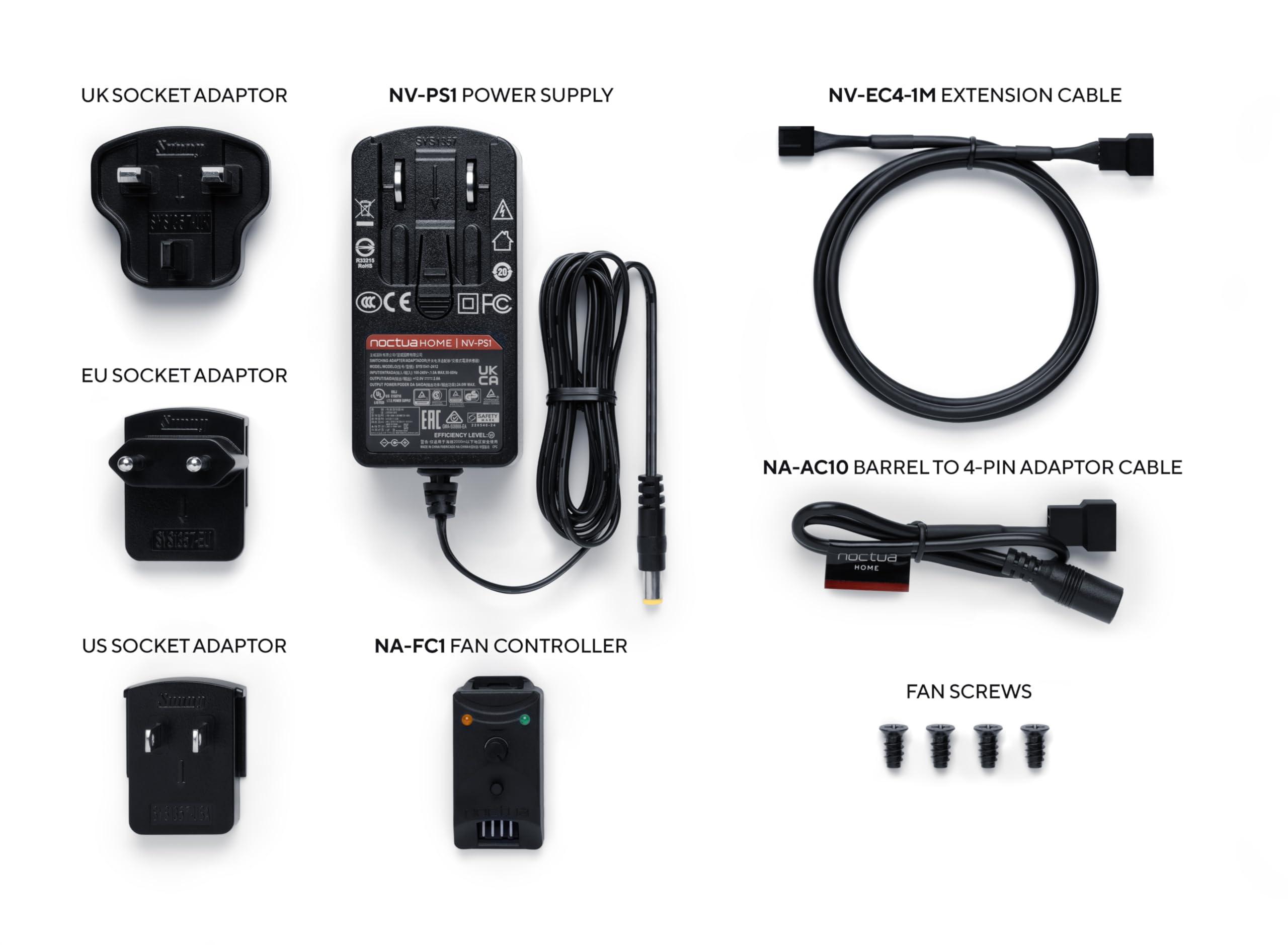 Noctua Noctua NV-FS2, Multi-Purpose Fan Set for Device Cooling with Award-Winning NF-A12x25 120mm Fan, Anti-Vibration Gasket and Pads, Fan Grill and NA-FC1 Speed Controller (Black)