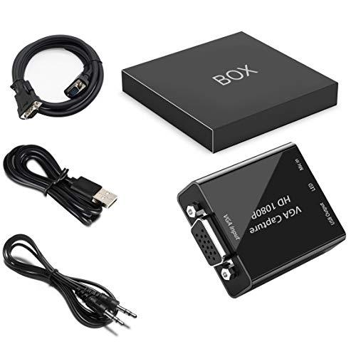 GRACETOP VGA Capture Card, VGA to USB Capture Device with Mic Input Support HD 720P Video for Gaming, Streaming, Teaching, Video Conference, Live Broadcasting