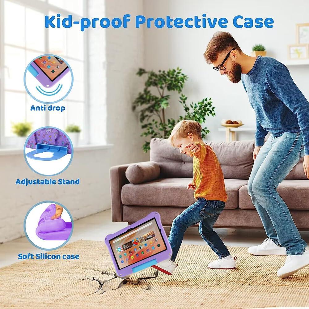 Topevoeon Topevoeon Unicorn Kindle Fire HD 10 Tablet Case for Kids Girls Light EVA Kids Friendly Fire HD10 Plus 10.1 2021 2023 11th 13th Gen Kid-Proof Shockproof Tablet Cover with Handle Kickstand