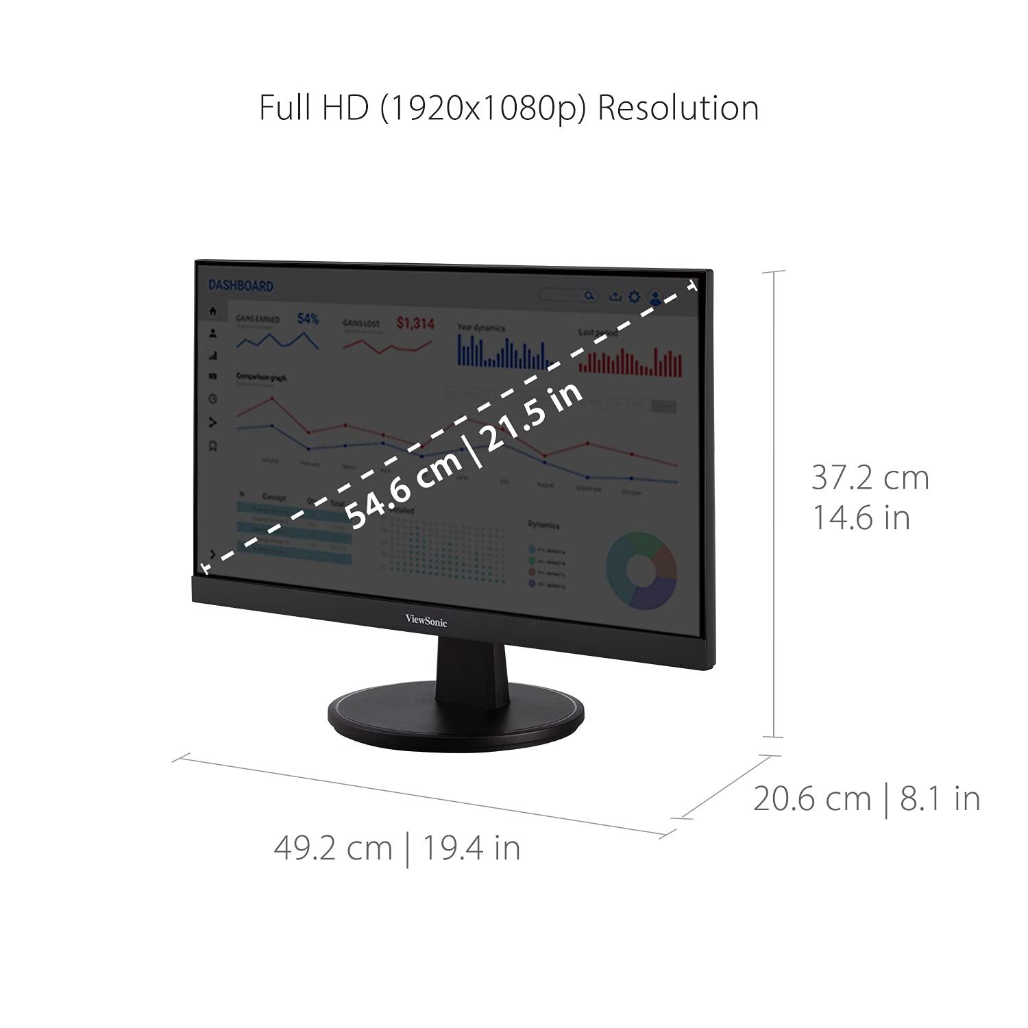ViewSonic ViewSonic VA2247-MH 22 Inch Full HD 1080p Monitor with 100Hz, FreeSync, Ultra-Thin Bezel, Eye Care, HDMI, VGA Inputs for Home and Office