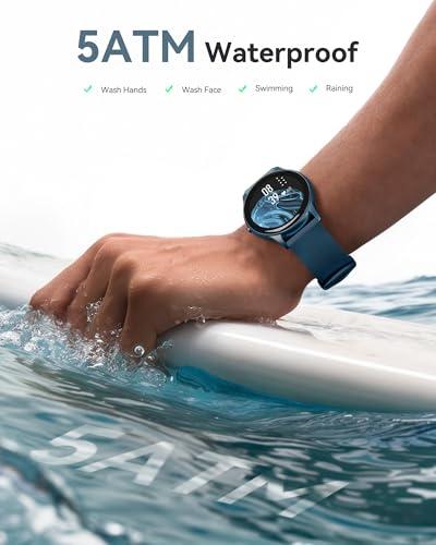AGPTEK AGPTEK Smart Watch for Women Men, 5ATM Waterproof Smartwatch for Android and iOS Phones, Fitness Tracker Watch with 100+ Sports Modes, Heart Rate Monitor Pedometer Sleep Monitor, Blue