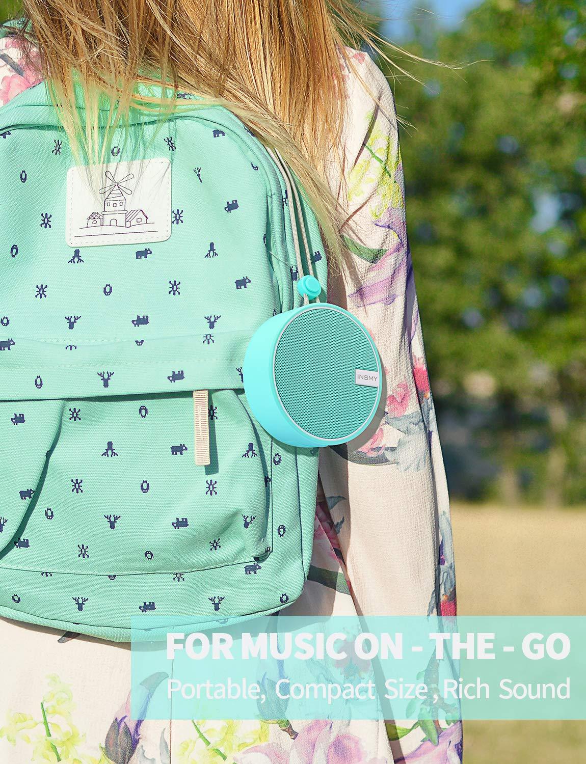 INSMY INSMY C12 IPX7 Waterproof Shower Bluetooth Speaker, Portable Small Speaker, Speakers Bluetooth Wireless Loud Clear Sound Support TF Card Suction Cup for Outdoor Kayak Canoe Beach Gift (Mint)