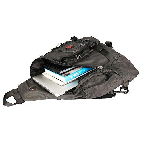 Kawei Knight Kawei Knight Large Sling Bag Laptop Backpack Cross Body Messenger Bag Shoulder Travel Rucksack Black