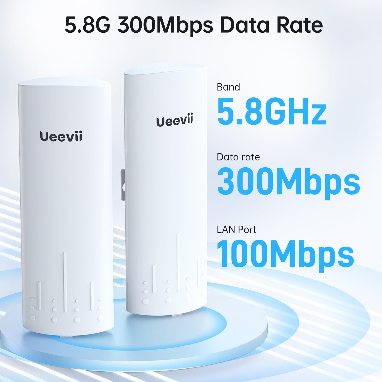 UeeVii UeeVii CPE450 Wireless Bridge and WR3000K WiFi Router Kit, 5.8G 3KM Point to Point Wireless Bridge Outdoor to Shop Barn Garage Building Network Kit Solution, Outdoor WiFi Bridge(2PCS), Plug and Play