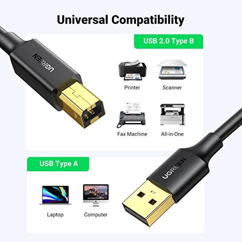 UGREEN UGREEN USB Printer Cable - USB A to B Cable, 2.0 USB B Cable High-Speed Printer Cord Compatible with Hp, Canon, Brother, Samsung, Dell, Epson, Lexmark, Xerox, Piano, Dac, and More 15 FT