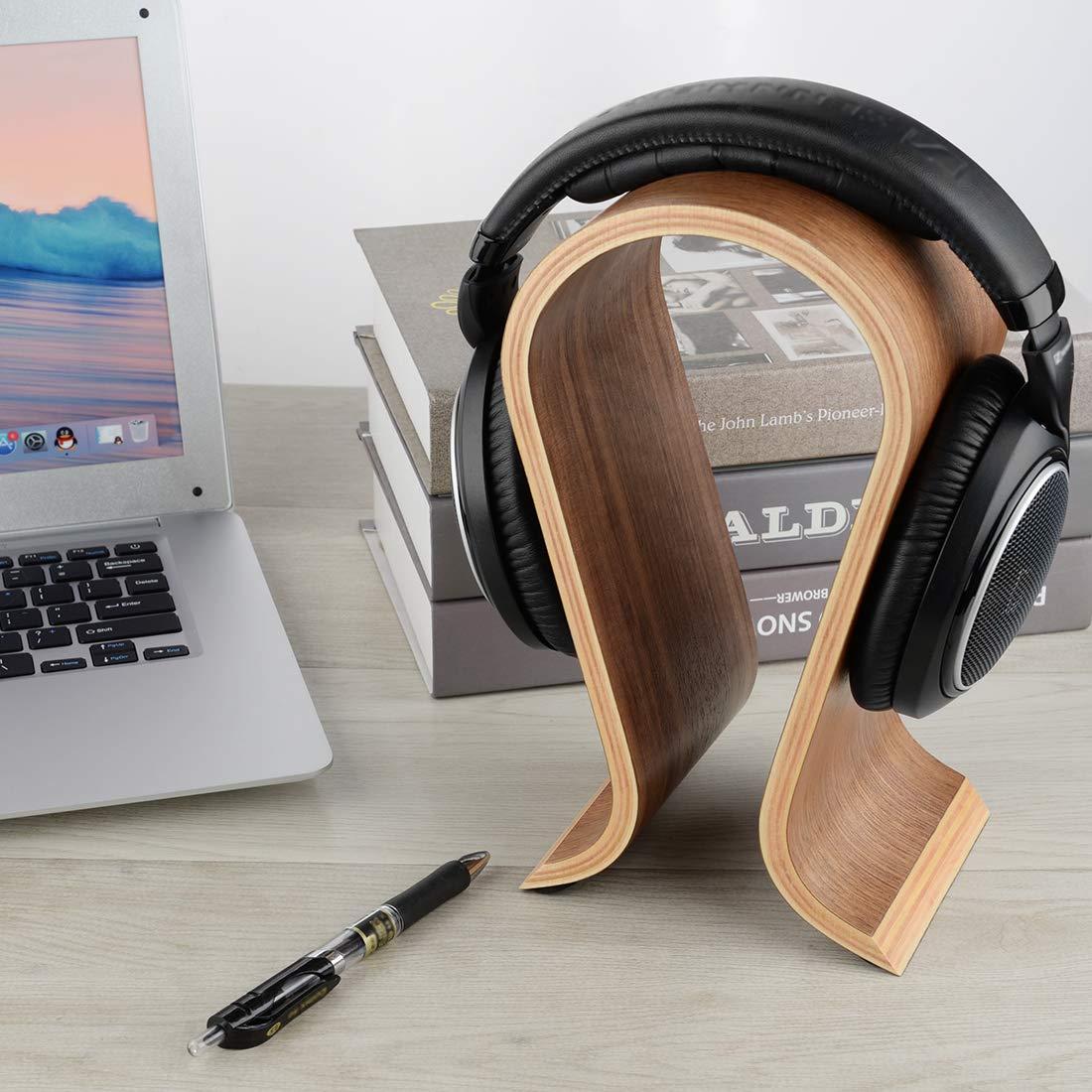 Linkidea Linkidea Wooden Omega Headphones Stand/Wooden Headphone Hanger/Wood Headset Holder/Omega Earphone Desk Display Hanger - Wooden Headsets Walnut Finish