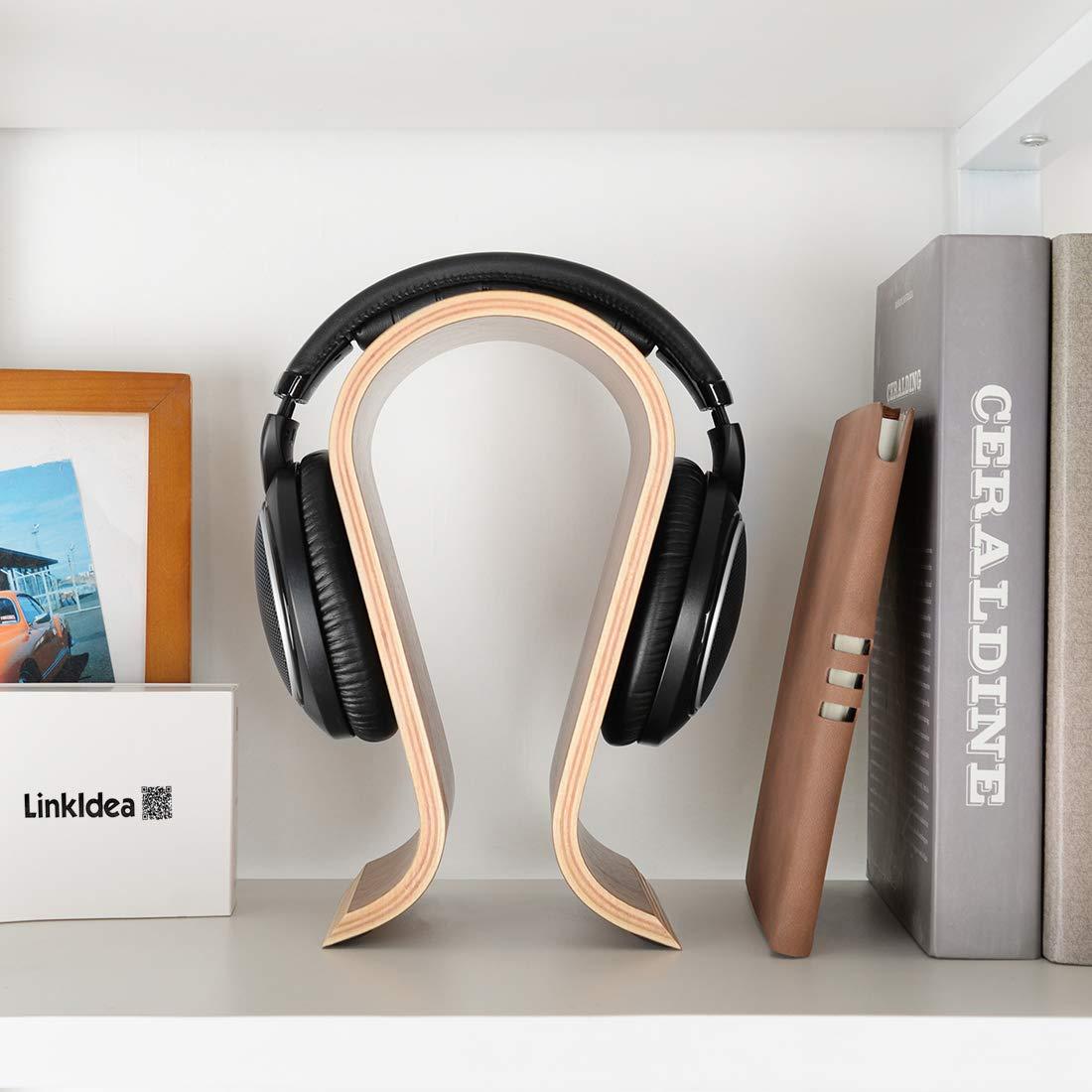 Linkidea Linkidea Wooden Omega Headphones Stand/Wooden Headphone Hanger/Wood Headset Holder/Omega Earphone Desk Display Hanger - Wooden Headsets Walnut Finish