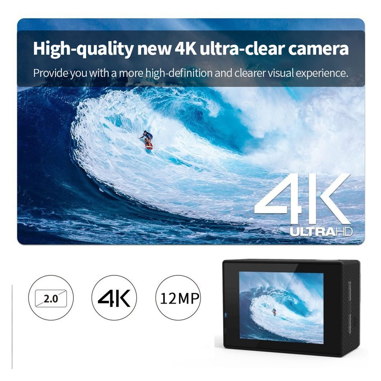 adsfvjndjcvdjcnjzsd Action Camera Action Camera 4K WiFi 2.0 Inch Mini 12MP Outdoor Go Waterproof Pro 170D Bicycle Helmet Photo Video Recording 4K Sport Cam DV Time Lapse (Color : Lens Size : Small)