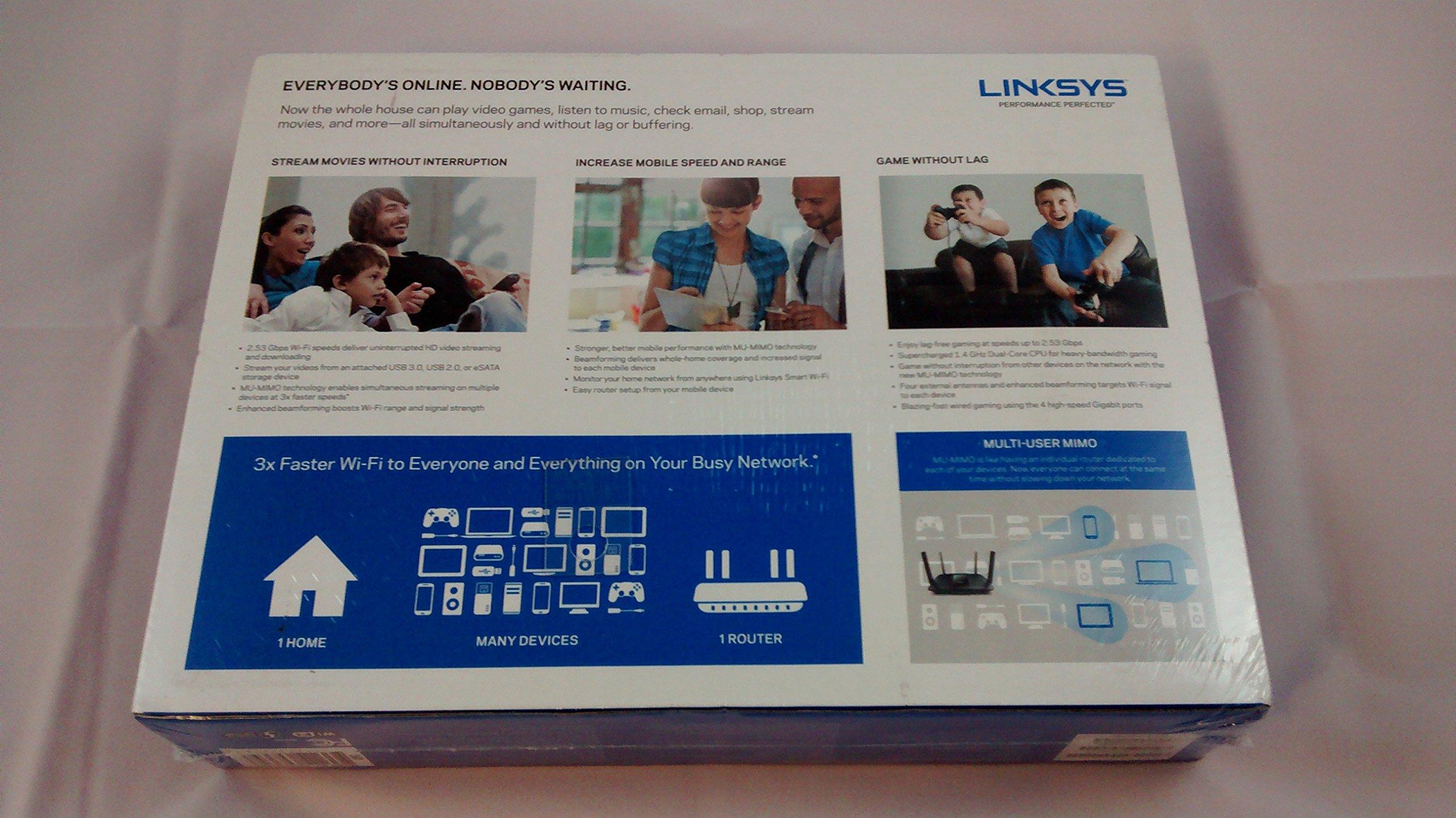 Linksys Linksys AC2600 4 x 4 MU-MIMO Dual-Band Gigabit Router with USB 3.0 and eSATA (EA8500)