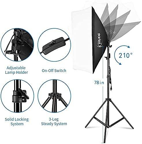 Kshioe Kshioe Photography Lighting Kit, 6.5x10feet/2x3m Backdrops Stand Support System, 5 in 1 reflectors, 1600w 5500k Umbrellas Softbox Continuous Lighting Kit for Portrait, Product and Video Shooting