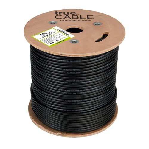 TRUE CABLE trueCABLE Cat6 Direct Burial, Gel Filled, 500ft, Black, Waterproof, CMX, 23AWG Solid Bare Copper, 550MHz, PoE++ (4PPoE), ETL Listed, Unshielded UTP, Bulk Ethernet Cable