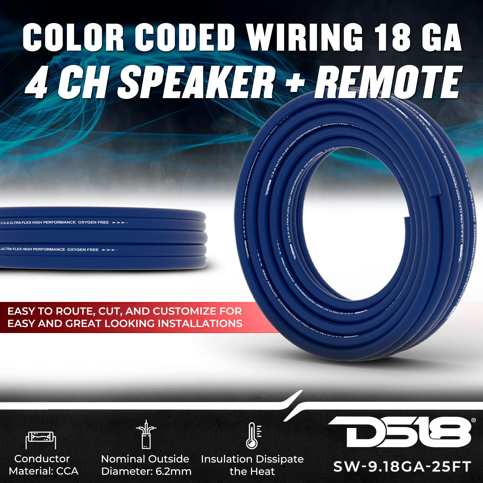 DS18 DS18 SW-9.18GA-25FT 9 Conductor 18 Gauge 4-Channel Ultra Flex 9 Wire Speaker Wire Speed Cables Hiding Speaker Wire Car Speaker Wire- 25 Feet Speedwire Multi Channel Cable