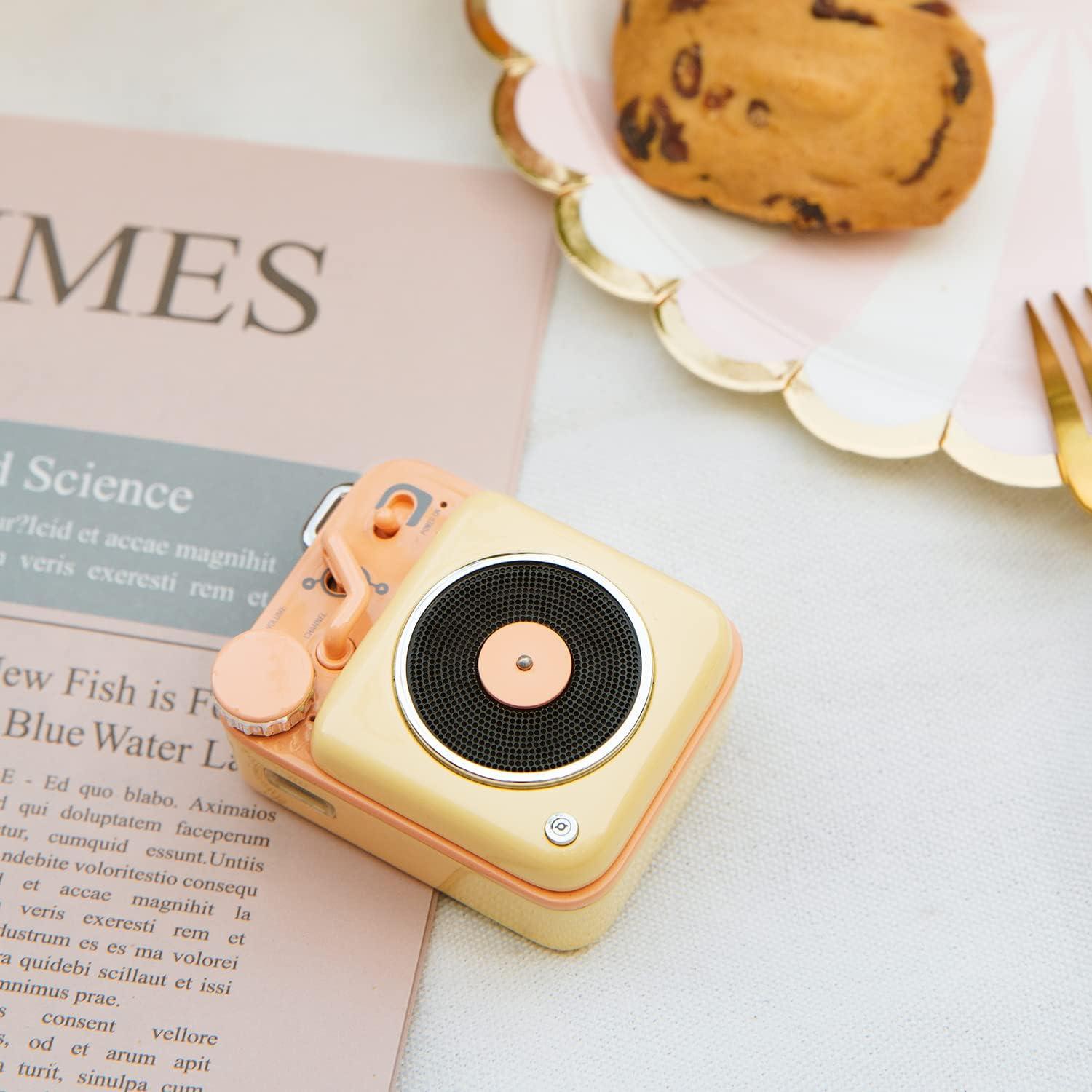 Muzen Muzen Mini Bluetooth Speaker, Button Portable Metal Small Cute Wireless Speaker, Rechargeable HiFi Loud Volume Audio Speaker with Portable Lanyard and Gift Box, Classic Retro Decor Gift