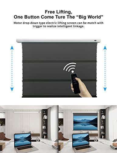 VIVID STORM SINCE 2004 VIVIDSTORM-Projection Screens,Sound Transparent Obsidian Long Focus ALR Screen,4K Electric Tab-tensioned Drop Down Screen,Compatible with Lumen up to 2500ANSI Short Throw Projector,VMSLPALR92H
