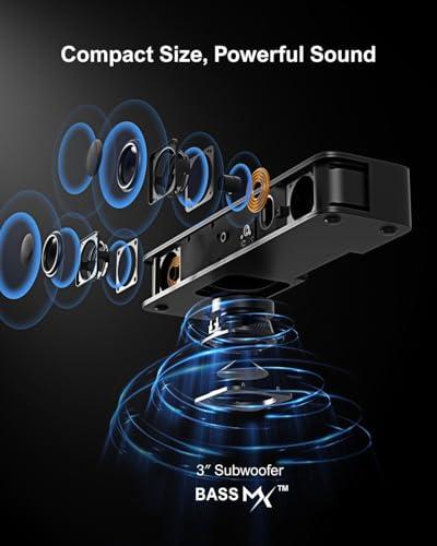 ULTIMEA ULTIMEA 2.1ch Mini Sound Bar for TV, Built-in Subwoofer, APP Control, Peak Power 120W, All-in-one PC Sound bar for Game, Bluetooth 5.3 TV Sound Bar Speakers, Opt/AUX/Wall Mount, Solo B30 Pro