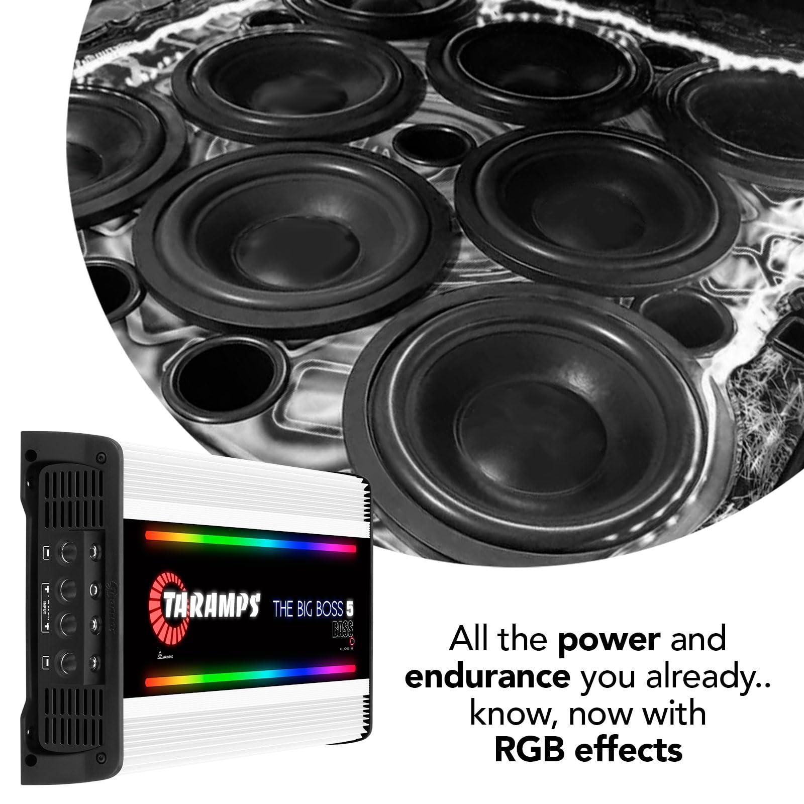 Taramp's Taramps The Big Boss 5 Bass White Version Monoblock Amplifier RGB Effects 0.5~2 Ohms 5000 Watts Rms Multi-Impedance Car Audio System Class D, Smart 5k