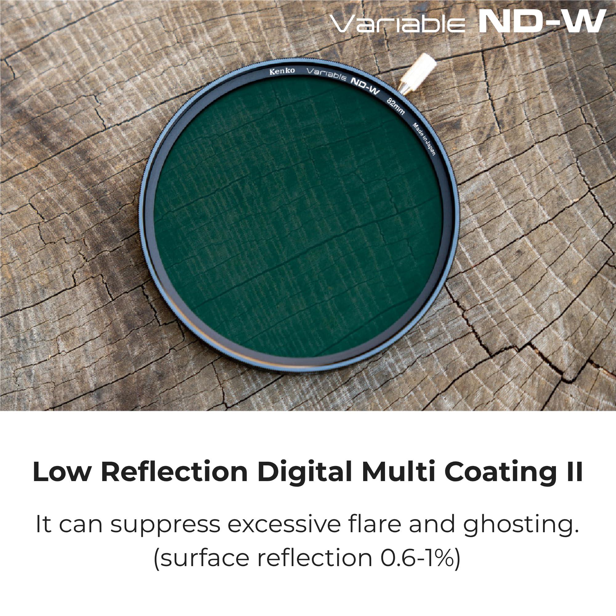 Kenko Kenko ND Filter Variable ND-W 82mm, ND2.5-ND128, for Wide Angle Lenses, No X-Shaped Pattern, High Color reproducibility, with Adjustment knob, Made in Japan, 377161