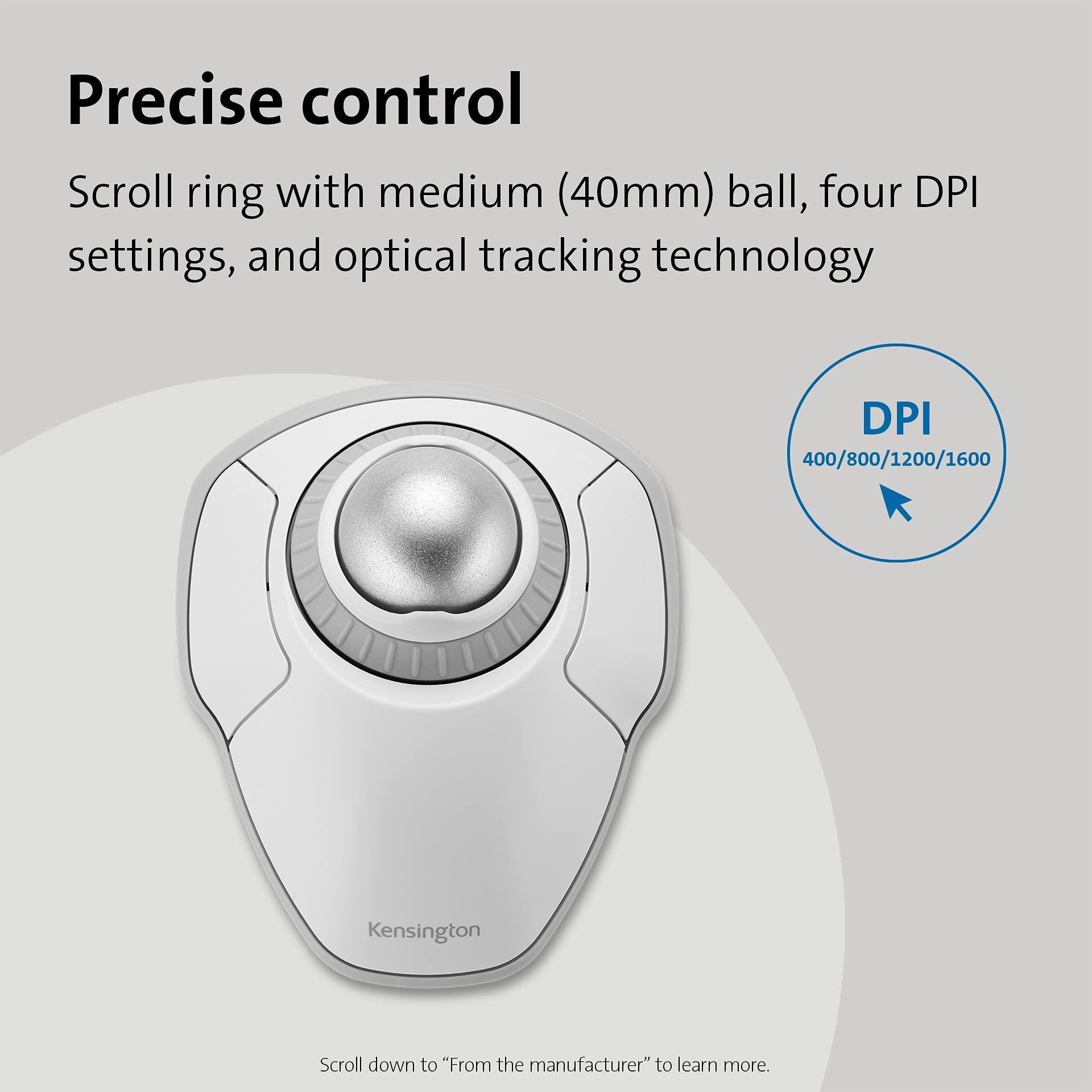 Kensington Kensington Orbit Wireless Trackball with Scroll Ring - White (K70991WW)