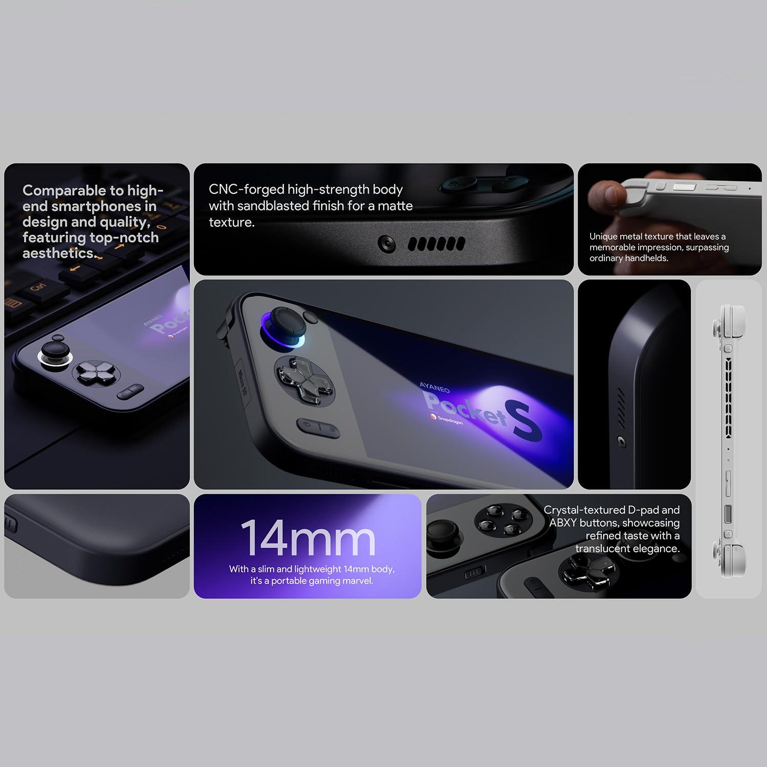 AYA NEO AYA NEO Pocket S Android Gaming Handheld with Snapdragon G3x, 16GB RAM, 1TB Storage, 6 1080P IPS Touch Display, Android OS - Ultimate Classic Gaming Handheld