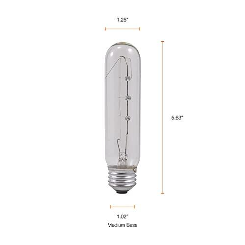 LEDVANCE SYLVANIA T10 Incandescent 25-Watt Tubular Incandescent Bulb, Medium Base, 230 Lumens, 100 CRI, 2580K, Clear (18491)