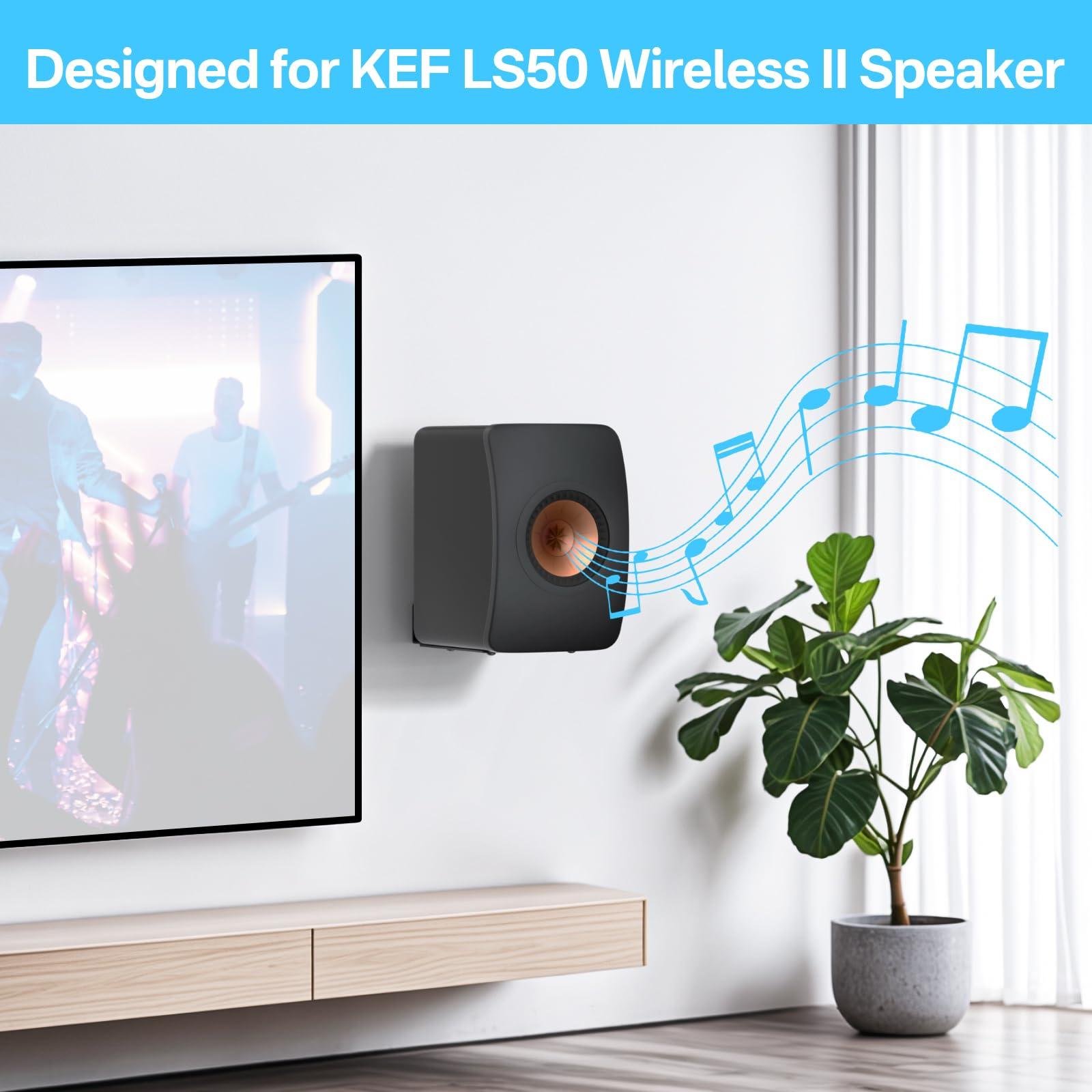 Aiweiwa Heavy-duty Speaker Wall Mount for KEF LS50 Wireless II Speaker Wall Mount Bracket for KEF LS50 Wireless II with Cable Clips for Space Saving Thickened Metal Wall Holder with Screws - Easy Installation