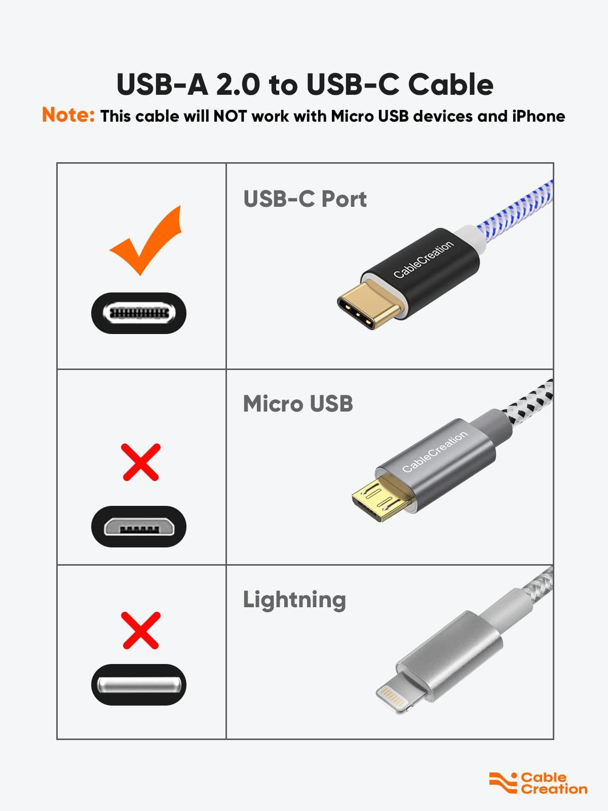 CableCreation CableCreation USB C to USB Cable Short 0.8FT, Durable USB A to C Fast Charging USB to Type C for Power Bank Galaxy S22,iPad Pro,iPhone 15/16,Android Auto/Cellphone,CarPlay