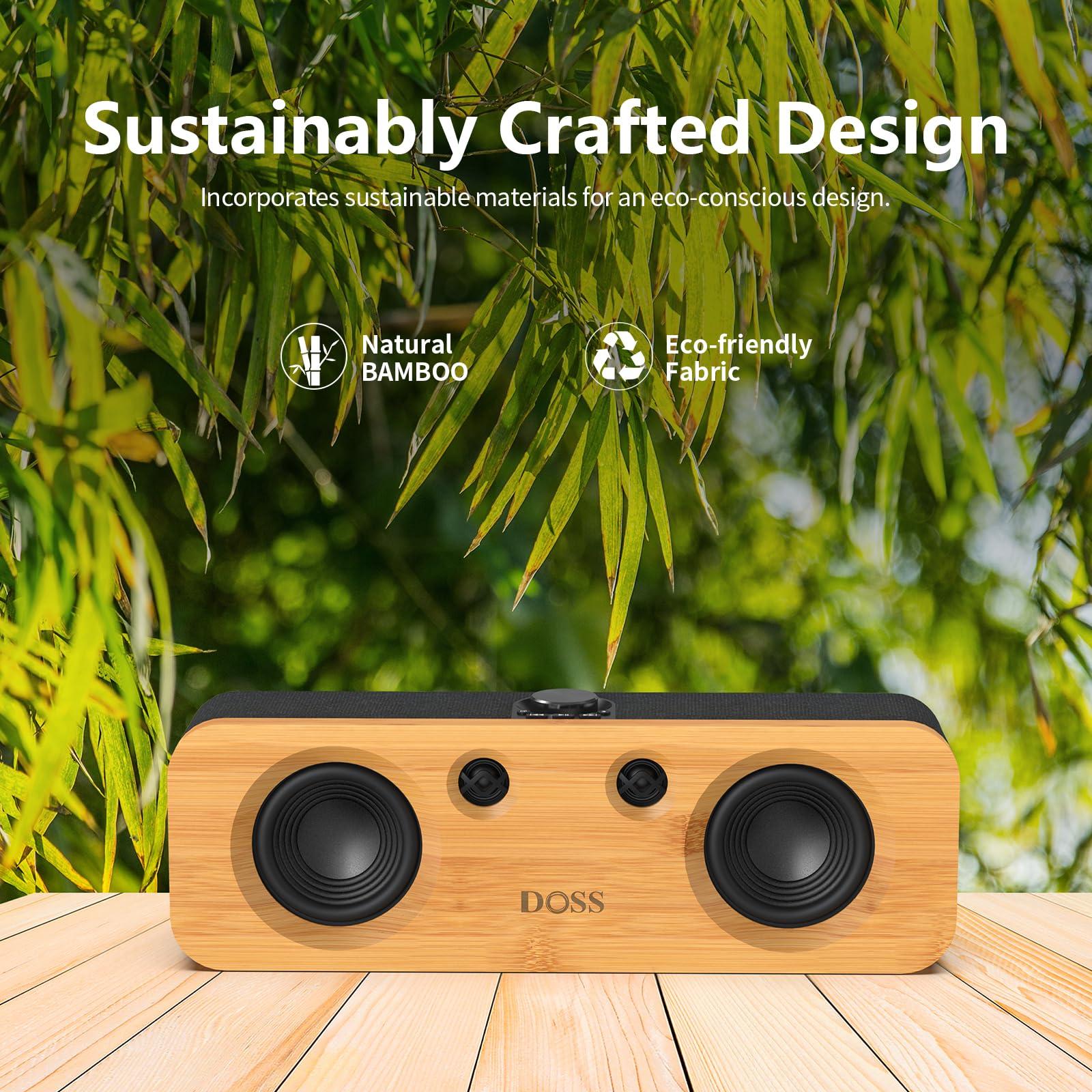 DOSS DOSS SoundBox H200 50W Home Bluetooth Speaker with Dual 3.5-Inch Woofers, Two 1-inch Tweeters, 35H Playtime, TWS, Sustainable Materials, BT 5.3, Wireless for Record Player/Computer/TV-Black