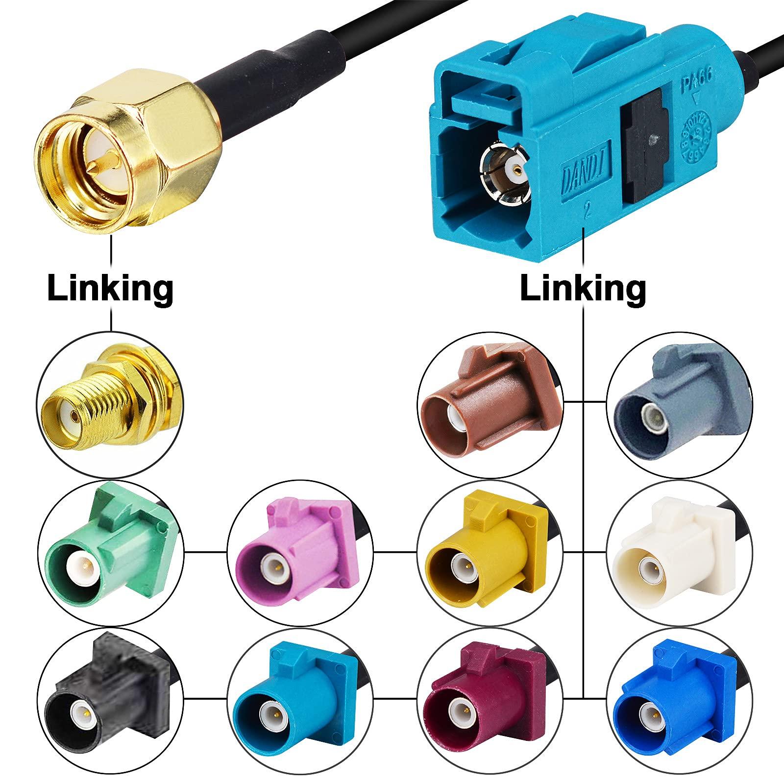 onelinkmore Vehicle Car GPS Antenna Cable Fakra Z Female to SMA Male 6.5 Feet for Vehicle Truck SUV Car Stereo Head Unit GPS Navigation Receiver System FM AM Radio Sirius XM Satellite Radio 4G LTE Bluetooth Modem