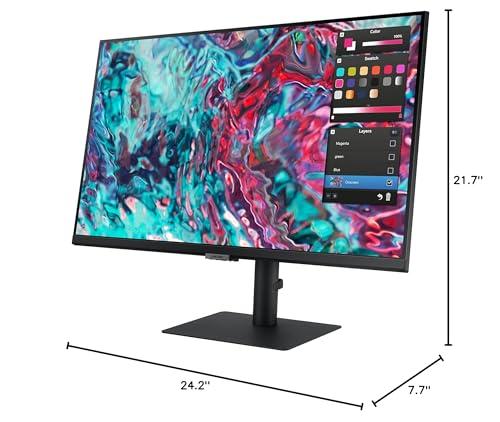 SAMSUNG SAMSUNG 27-Inch ViewFinity S8 Series 4K UHD High Resolution Monitor, IPS Panel, 60Hz, Thunderbolt 4, HDR 10+, Built-In Speakers, Height Adjustable Stand, S27B804TGN, 2022, Black