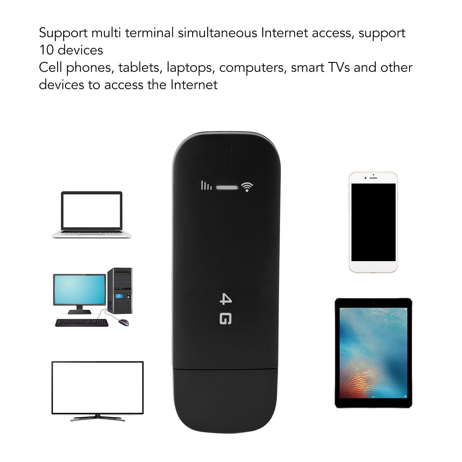 XUMIUZIY 4G LTE USB 4G LTE USB Portable Router, Pocket Mobile Hotspot with SIM Card Slot, Travel Mini Wi Fi Hotspot, Support 10 Devices, WPA WPA2 Wi Fi Encryption (Black)