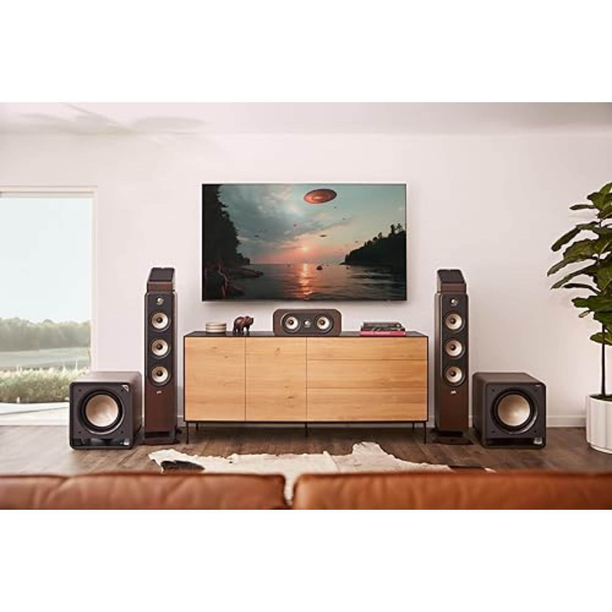 Polk Audio Polk Signature Elite ES90 Height Module Speaker (Pair) for Immersive Overhead Sound, Terylene Dome Tweeter, Mica-Fortified Polypropylene Midrange Woofer, Dolby Atmos, DTS:X, & IMAX Enhanced, Walnut