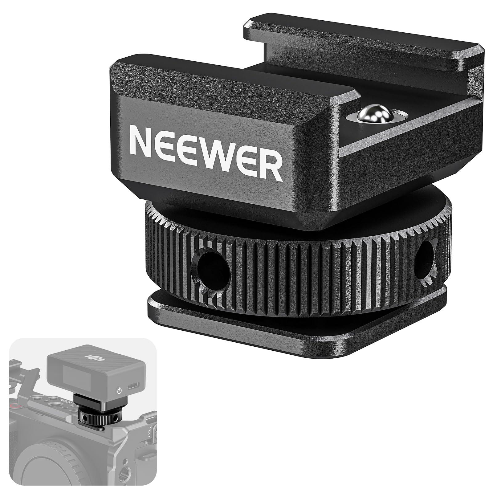 Neewer NEEWER 2PCS Cold Shoe Mount Adapter Compatible with DJI Hollyland Rode Wireless Lavalier Microphone Receiver, Anti Drop Mic Accessories with Retractable Pins, Metal Camera Cage Mount Adapter, UA030