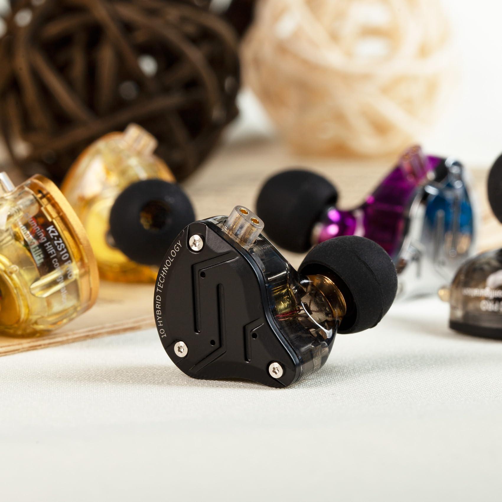 Kinboofi KZ ZS10 Pro in Ear Monitor Earbuds Headphone, KZ Earbuds with 4BA and 1DD Drivers, KZ HiFi IEM Earphone Upgraded ZS10 Pro with Detachable 0.75mm 2 Pin 6N OFC Cable (Black No Mic)