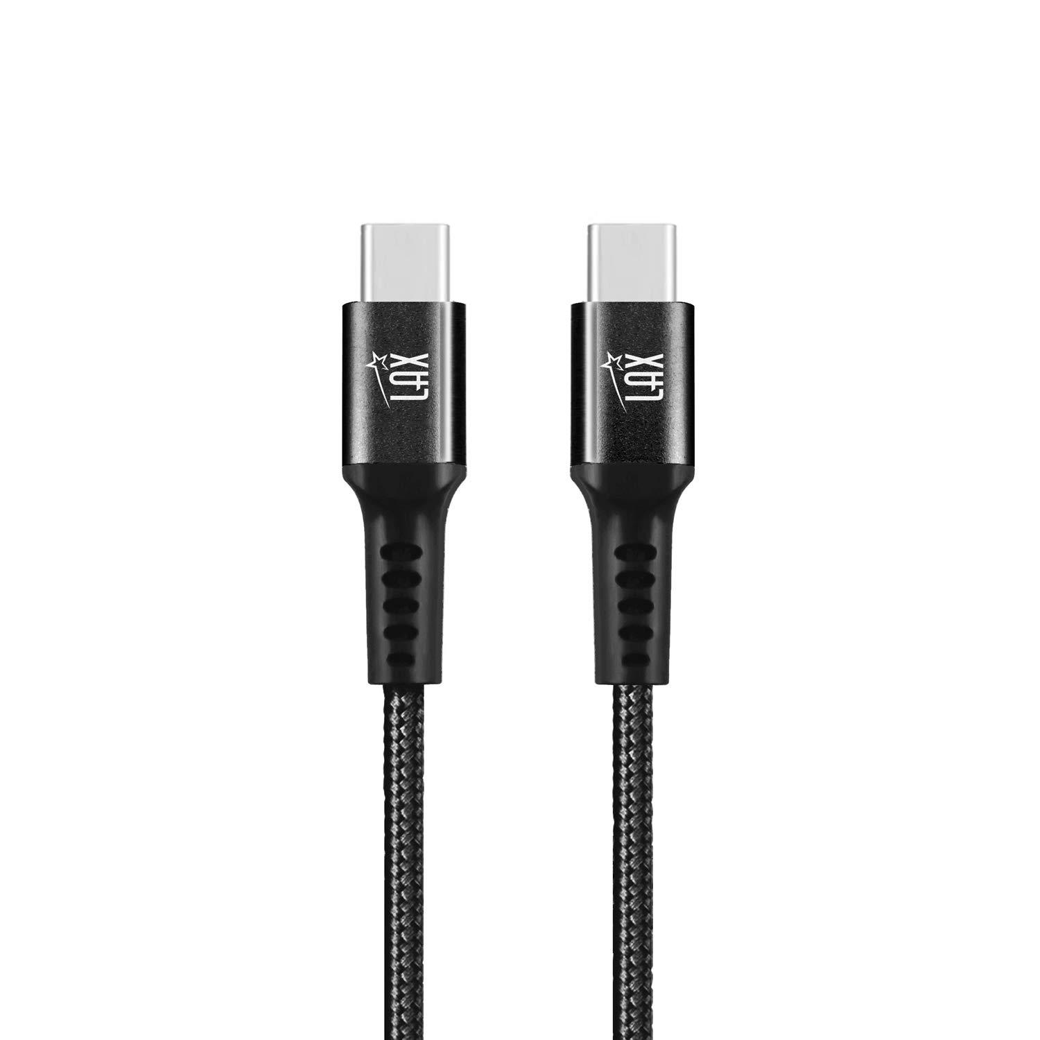 LAX Gadgets LAX Gadgets USB C to USB C Charging Cable - Nylon Braided USB C Cable - Compatible with All USB-C Devices Including Smartphones, Tablets, Laptops,Switch - 6 Ft -Black