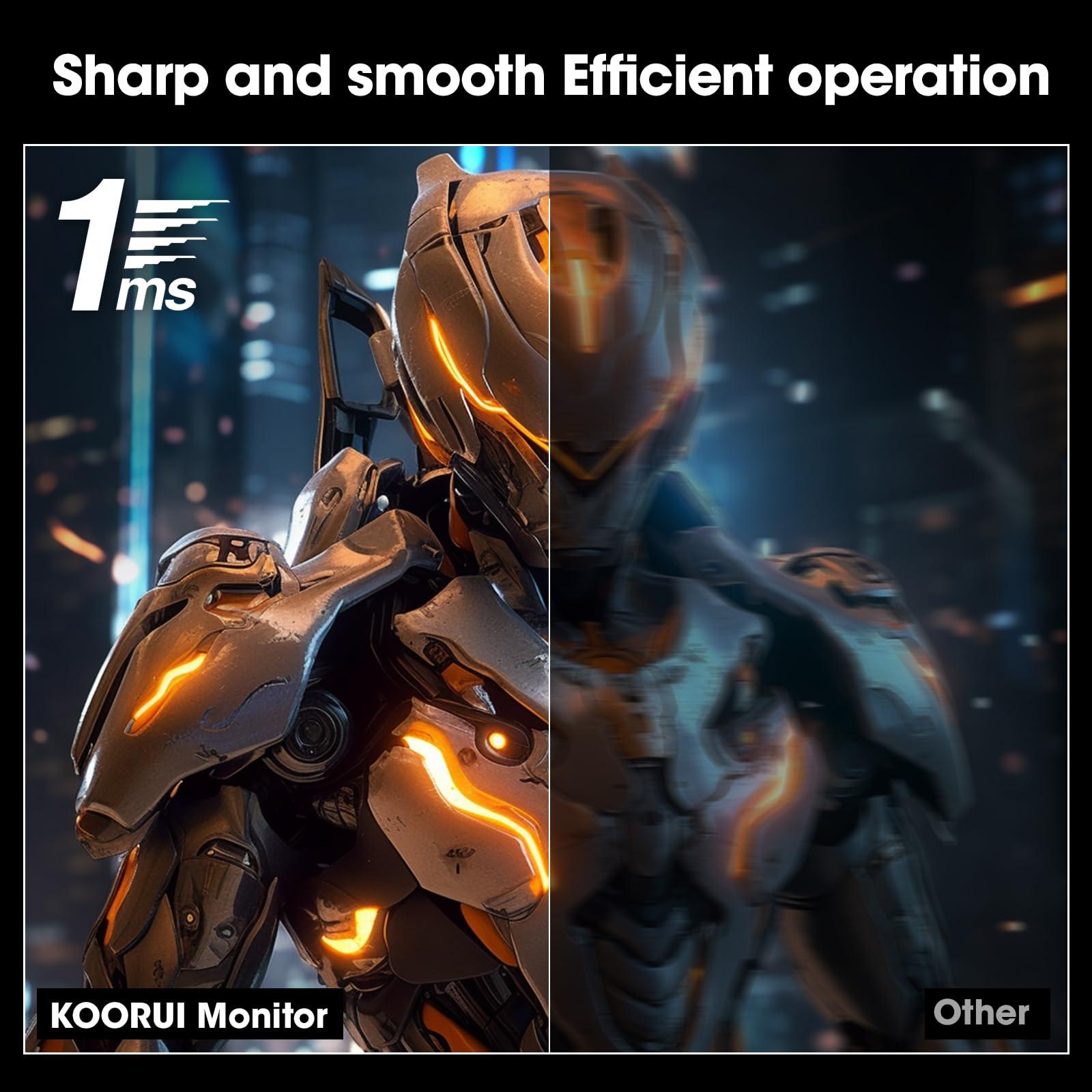 KOORUI KOORUI 32 inch Curved Gaming Monitor - QHD (2560 x 1440) 2K Display, 170Hz 144Hz Monitor, 1500R Curvature, 1ms, HDR10, Adaptive Sync, Tilt Adjustable, DisplayPort HDMI, Black - GA01